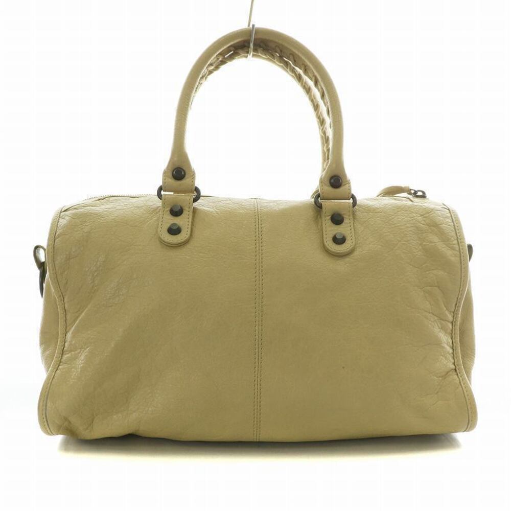 Balenciaga THE CITY Handbag Shoulder Leather Fringe Beige XZ